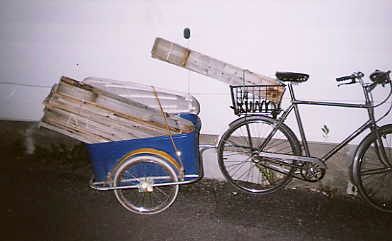 photo of overstuffed bike trailer