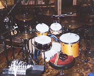 Photo of Mark's drumkit in studio